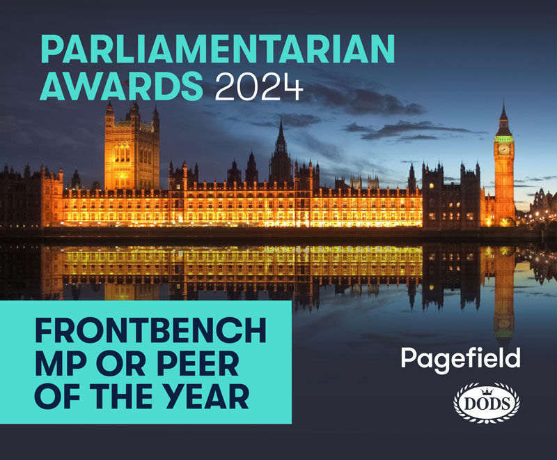 Announcing the finalists for the ‘Frontbench MP or Peer of the Year’ award at the Pagefield Parliamentarian Awards with Dods